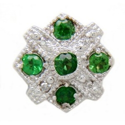 B3615 14K SLIDE WITH 5 ROUND TSAVORITE AND DIAMONDS 